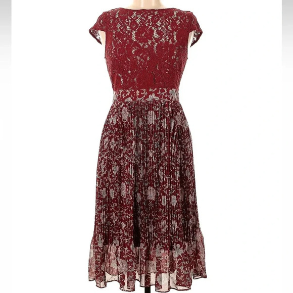 Anthropologie Plenty by Tracy Reese Red Lace Arcadia Midi Dress Size 6 - Picture 6 of 11